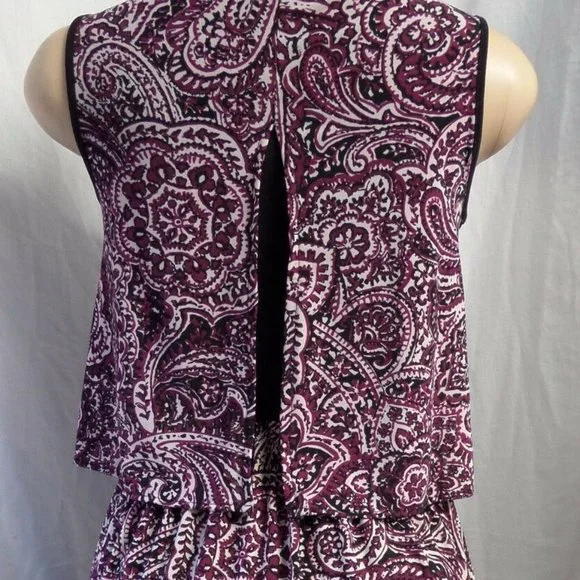 "LOFT" BURGUNDY PAISLEY PRINT TWO IN ONE LAYERED DRESS SIZE: SP NWT$80 - Picture 3 of 3